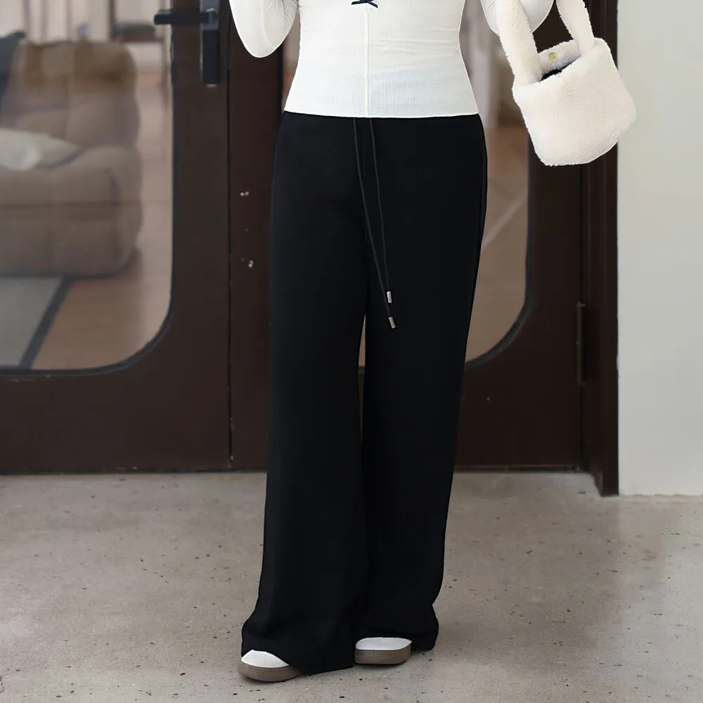 여성 스트레이트 스웨트 팬츠 루즈 드로우 스트링 허리 와이드 레그 롱 팬츠 캐주얼 프리미엄 스웨트 팬츠 플러스 사이즈 가을