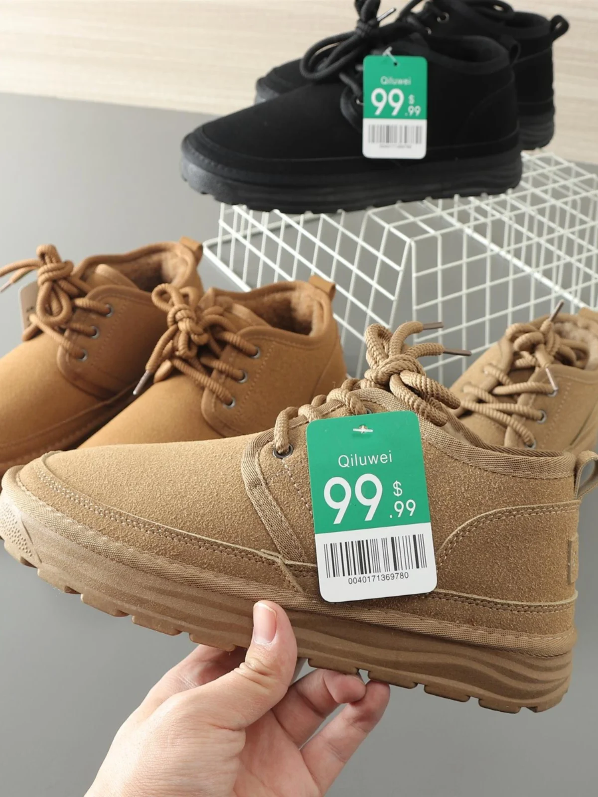 

Thickened Fleece Lined Anti-slip Wear-resistant Winter Boots Unisex Casual Style Short Tubc Rubber Outsole Warm round Toe