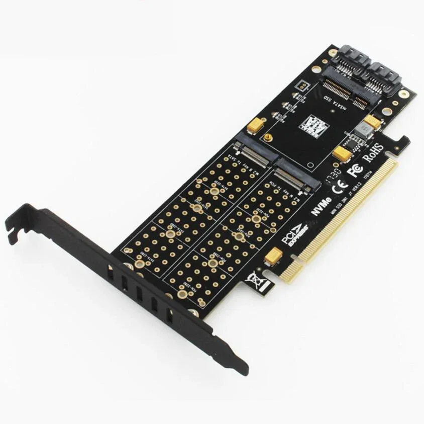 SK16 M.2 NVMe SSD NGFF TO PCI-E3.0 X16 adapter M Key B Key mSATA interface card Suppor PCI Express 3.0 3 in 1 dual 12v+3.3v