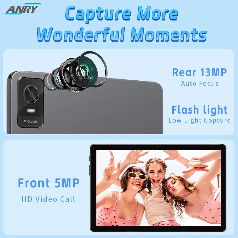 10.1Inch Tablet, Android 15 Tablets with 12GB+128GB Storage(Expand to 1TB), Octa Core 1280*800Incell, 6000mAh Dual 5MP+13MP Came