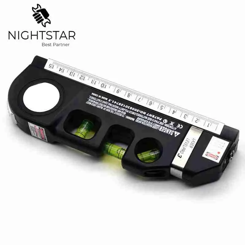 2024 Laser Level Horizon Vertical Measure 8FT Aligner Standard and Metric Ruler Multipurpose Measure Level Laser Black