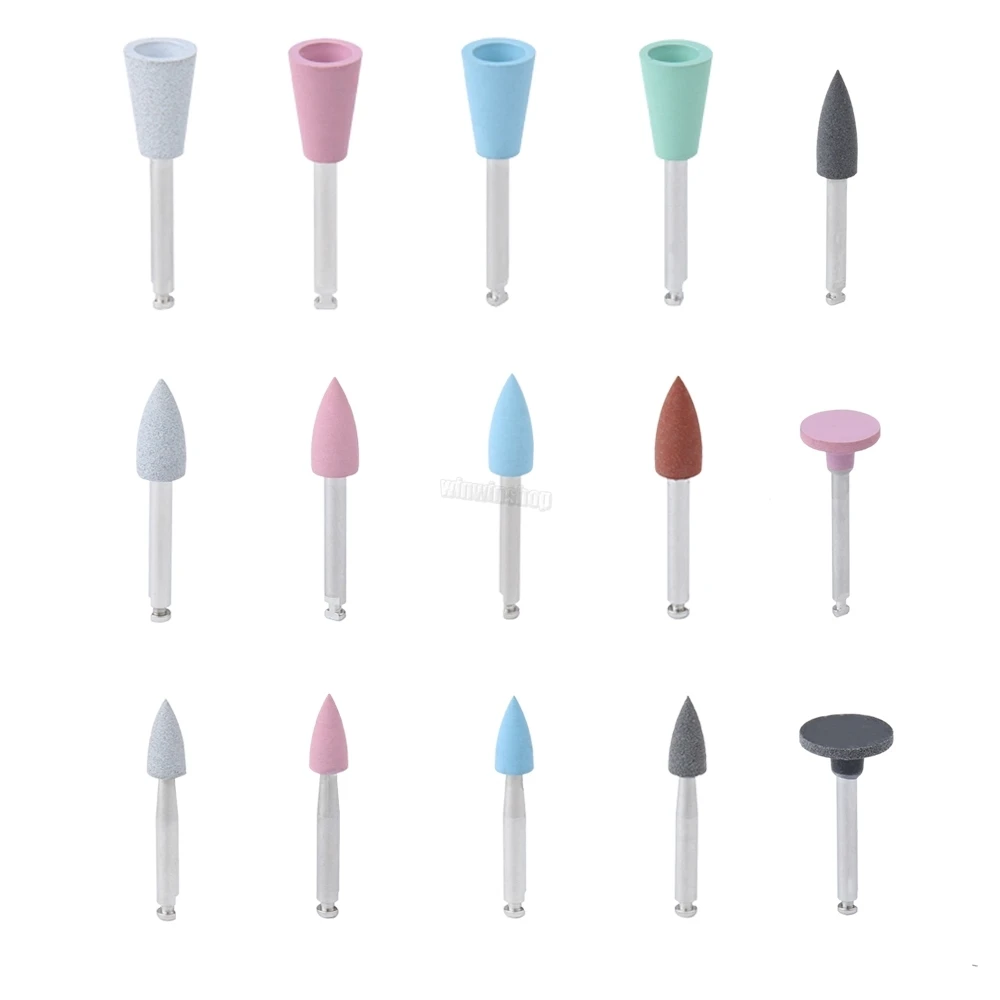 

100Pcs/pack Dental Silicone Grinding Heads Teeth Polisher for Low-speed Machine Polishing 15 types Optional Dentistry tool