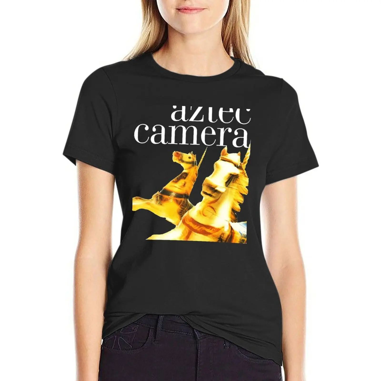 Aztec Camera- album 80's Retro punk new wave band original art design T-Shirt female vintage tight shirts for Women