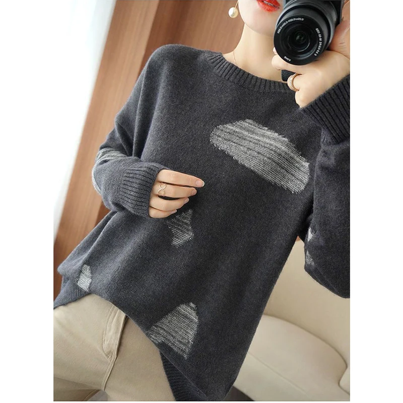 Autumn Winter New Patchwork Y2K Korean Casual Sweaters Women Long Sleeve Chic Simple Pullover Female All Match Oversized Clothes