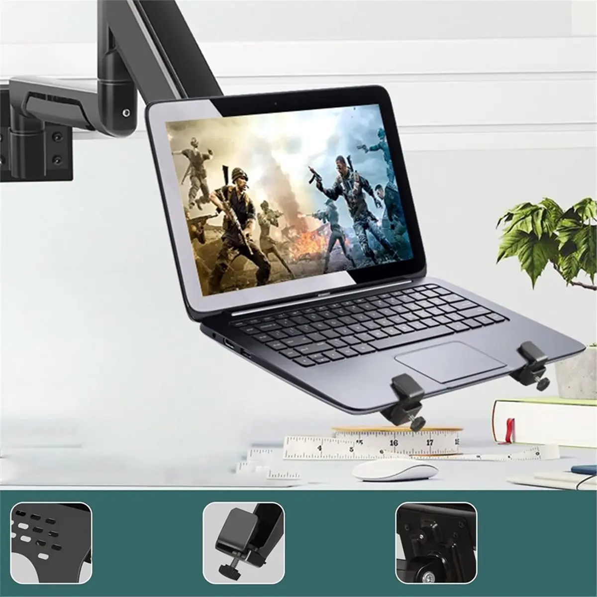 A46U Monitor Arm Laptop Tray Holder Bracket Tablet 10-16 Inch 75 mm and 100 mm Mounting Plate with Sliding Pad