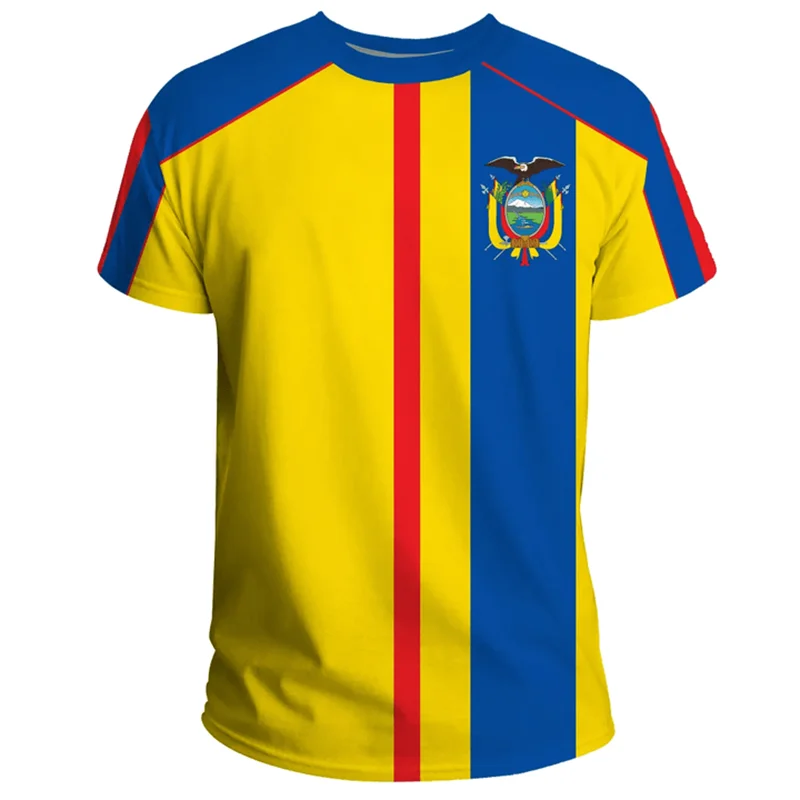 Hip Hop T Shirts Men Women Ecuador Flag Casual Tee Shirt Ecuadorian National Emblem 3D Printed Breathable Short Sleeve Gym Tops