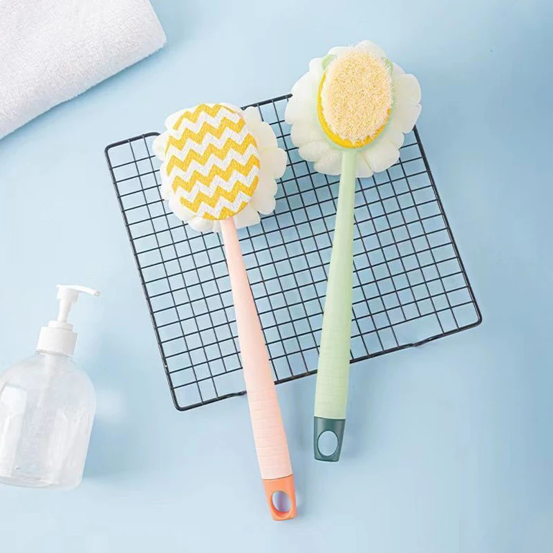 1 pz Super Soft luffa Back Scrubber manico lungo doccia spazzola per il corpo con spugna a rete morbida per le donne bagno esfoliante per la pelle, massaggio