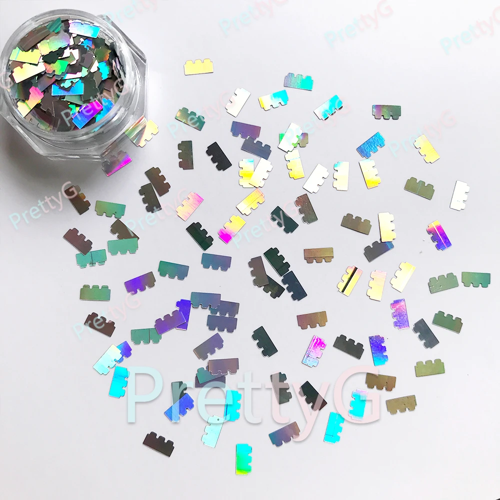 พริตตี้จี 1 กล่อง 6 มม.ของเล่นบล็อกรูปร่างโฮโลแกรมกลิตเตอร์อิฐเลื่อมสำหรับเรซิ่น DIY ศิลปะหัตถกรรมเล็บแต่งหน้าอุปกรณ์ตกแต่ง