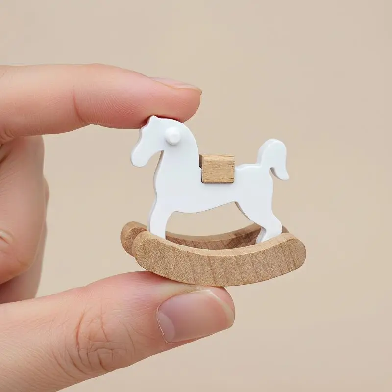 Mini Wooden Horse Toy Model Simple Small Rocking Horse Doll Decor Accessories Dollhouse Ornaments Home Decor