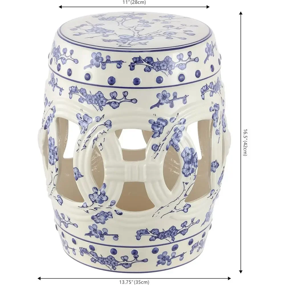 16 Chinese Ceramic Drum Garden Stool, Blue and White