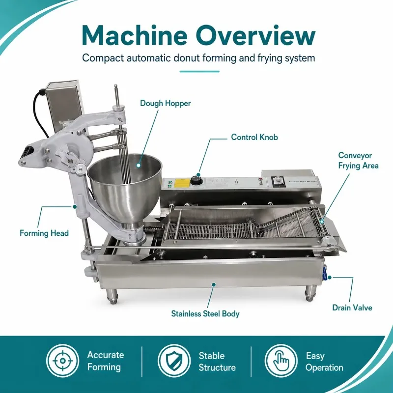 Customized Doughnut Shaping Equipment Donut Frying Processor Electric Commercial For Multi Size Donut Manufacturing