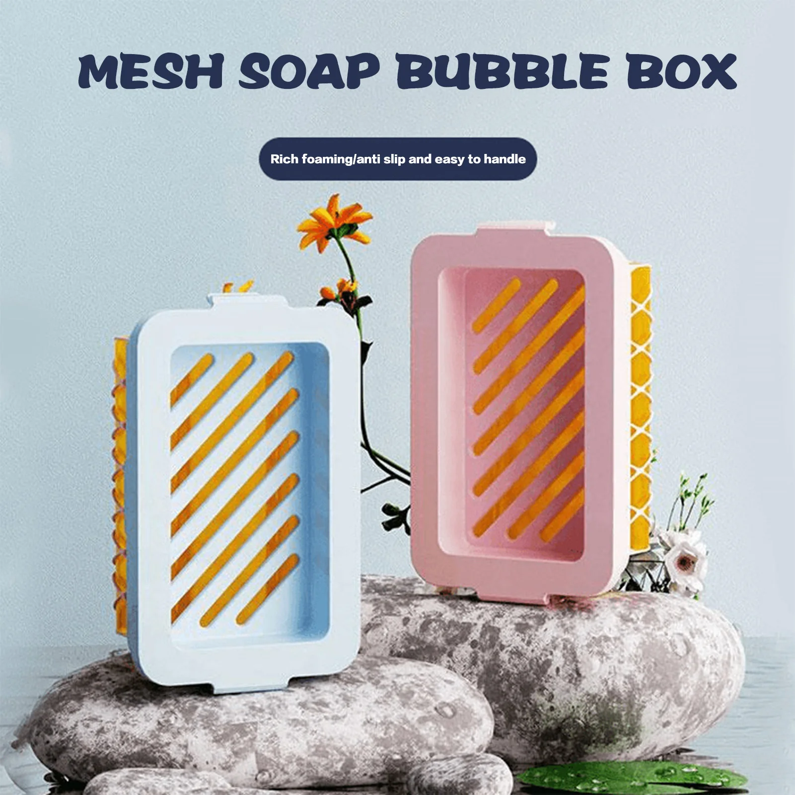 Soaps Holder Elasticity Mesh Soaps Lather Box Multi-Purpose Soap Bubbles Foaming Box Draining Dish Container Bathroom Accessorie