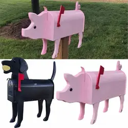 Garden Animal Shape Mailbox Weatherproof Dog And Pig Postal Box For Farm Yard Patio Creative Mailbox Outdoor Garden Decor