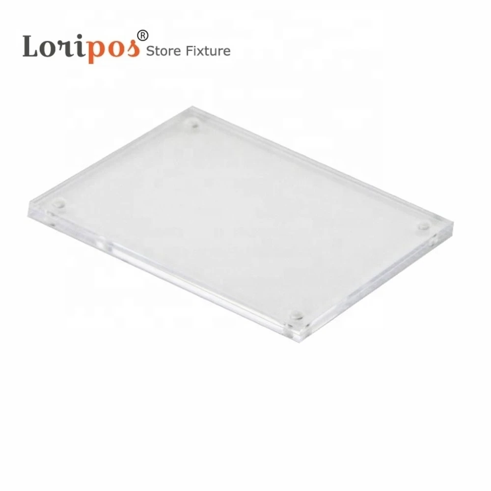 Acrylic Block Magnetic Mount Price Tag Display Wall Sticker Paper Info Frame Door Sign Holder Plate Name Card Cover