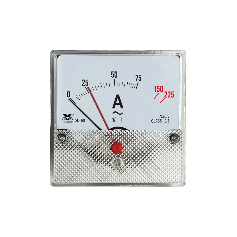 مقياس التيار الكهربائي المزدوج SD80: 15/5A، 75A، 45A التيار الزائد، المؤشر الأحمر مع 3x التخميد، مقياس نوع مؤشر التيار المتردد، dh80 cz80