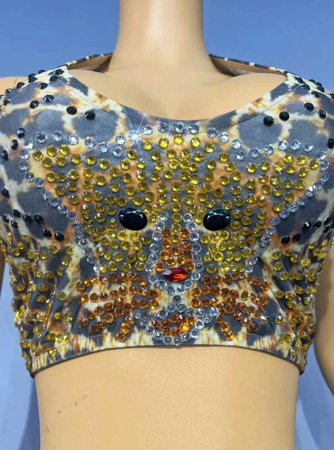 سباركلي الراين ليوبارد طباعة الرسن الأعلى طماق تمتد 2 قطعة مجموعة عيد ميلاد عرض الرقص أداء المرحلة ارتداء