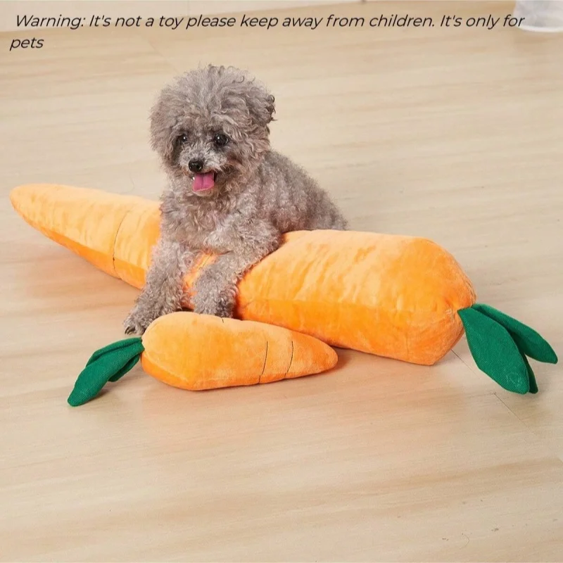 1Pc Large Stuffed Carrot Toy For Dogs/Cats, Pet Chewing and Comforting Toy with Squeaks