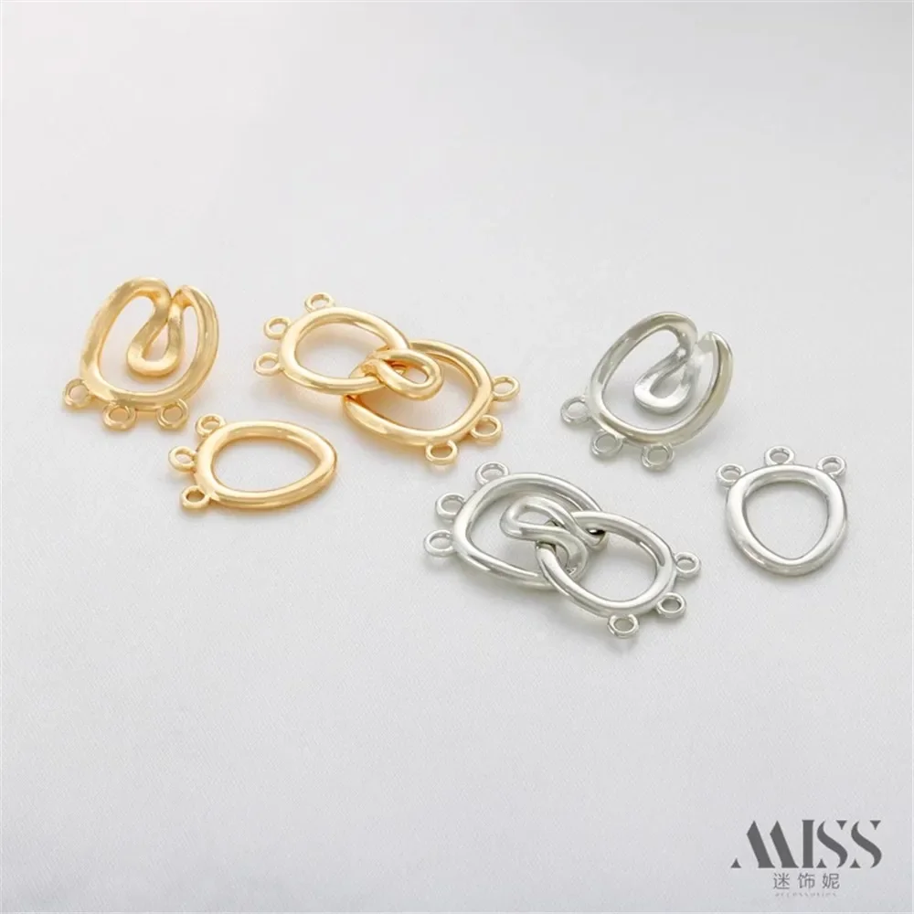 

14K Gold Bag with Three Rows Three Hanging Feet Foot Connection Buckle DIY Pearl Bracelet Necklace Finishing Accessories