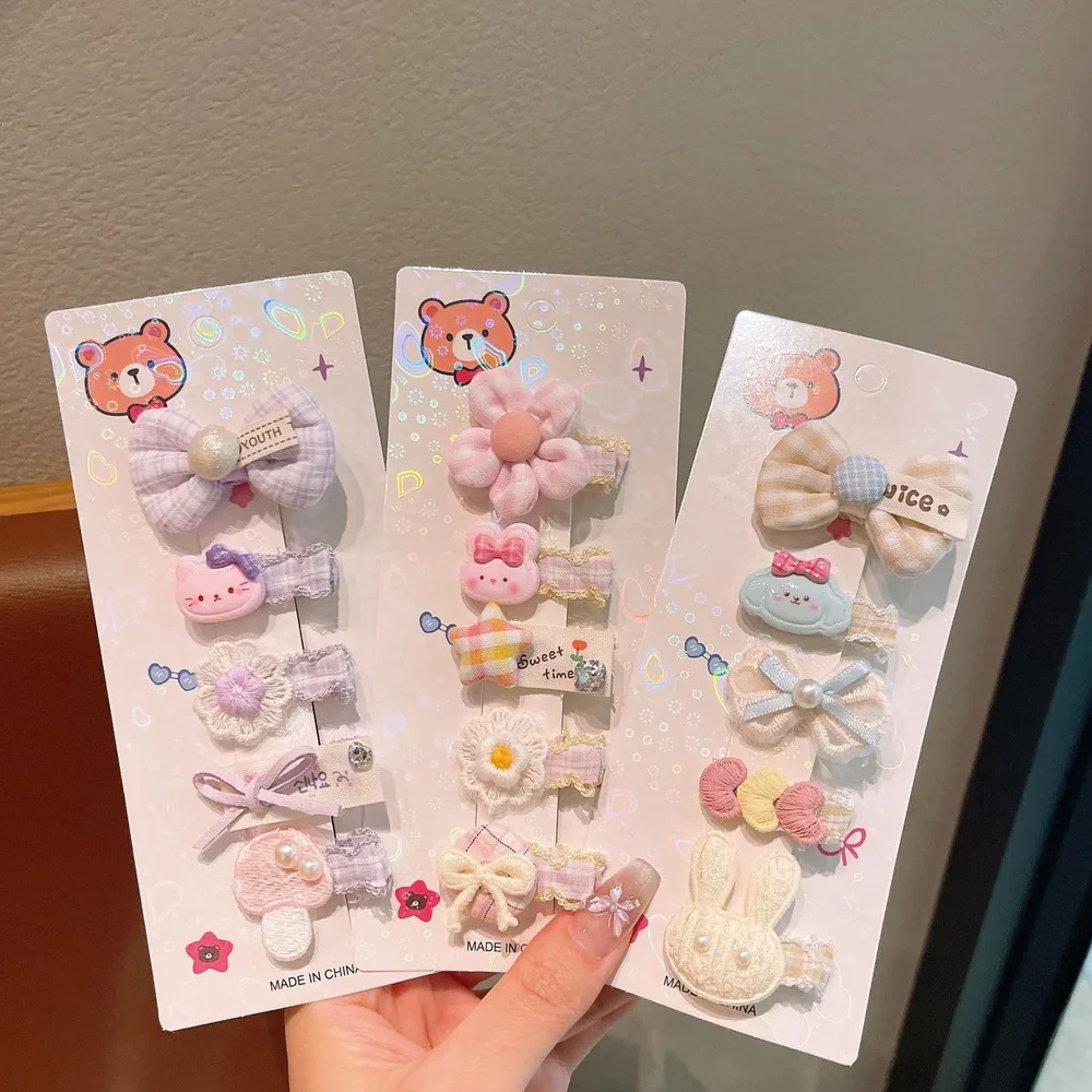 Cute Baby Hair Clips Set for Girls Bow Flower Bunny Hair Accessories Toddler Kids Snap Clips Soft Fabric Hairpins Children Gift view 4