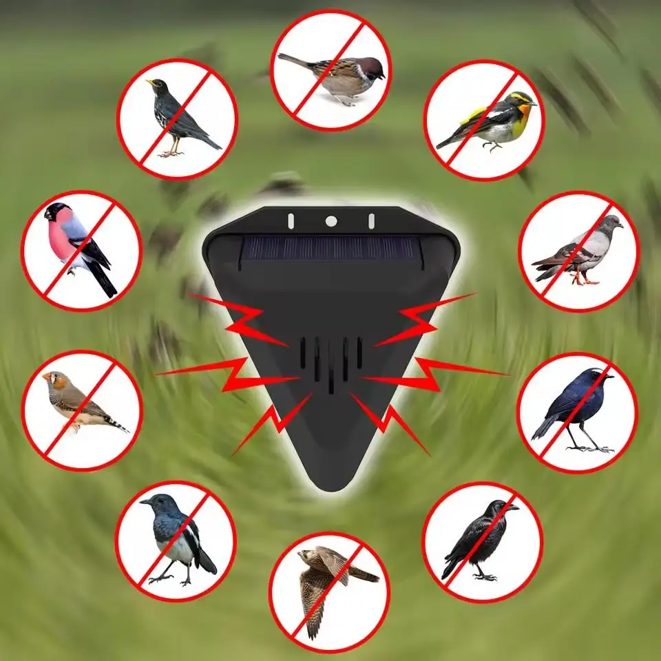 Solar Timer Bird Repeller With 13 Sound Waterproof Bird Repellent Alarm Outdoor Crop Orchard Protection Animal Deterrents