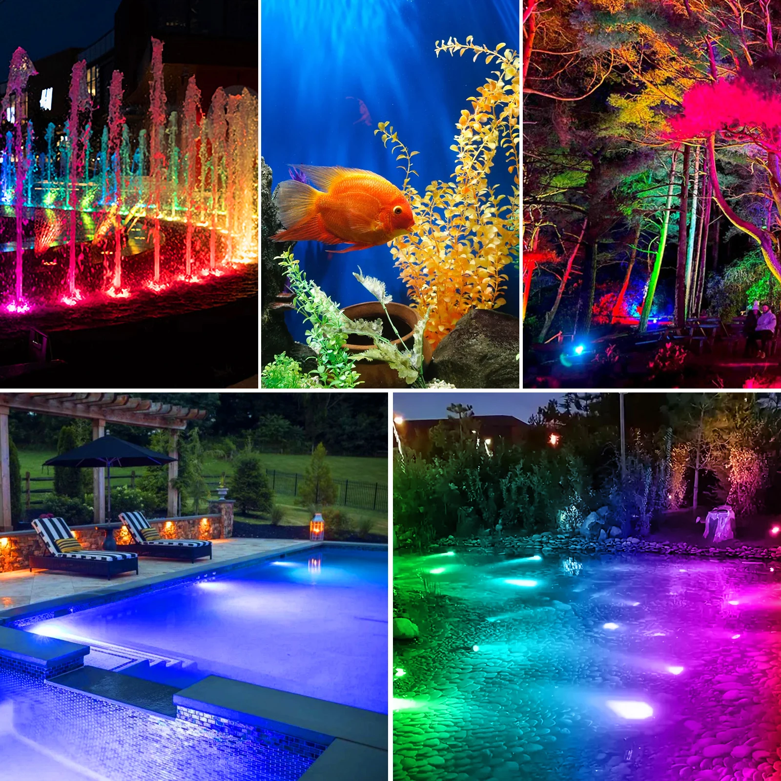 12 LED RGB Underwater Pond Lights IP68 Landscape Fountain Spotlight Bluetooth APP Control for Fish Aquarium Tank Garden Yard