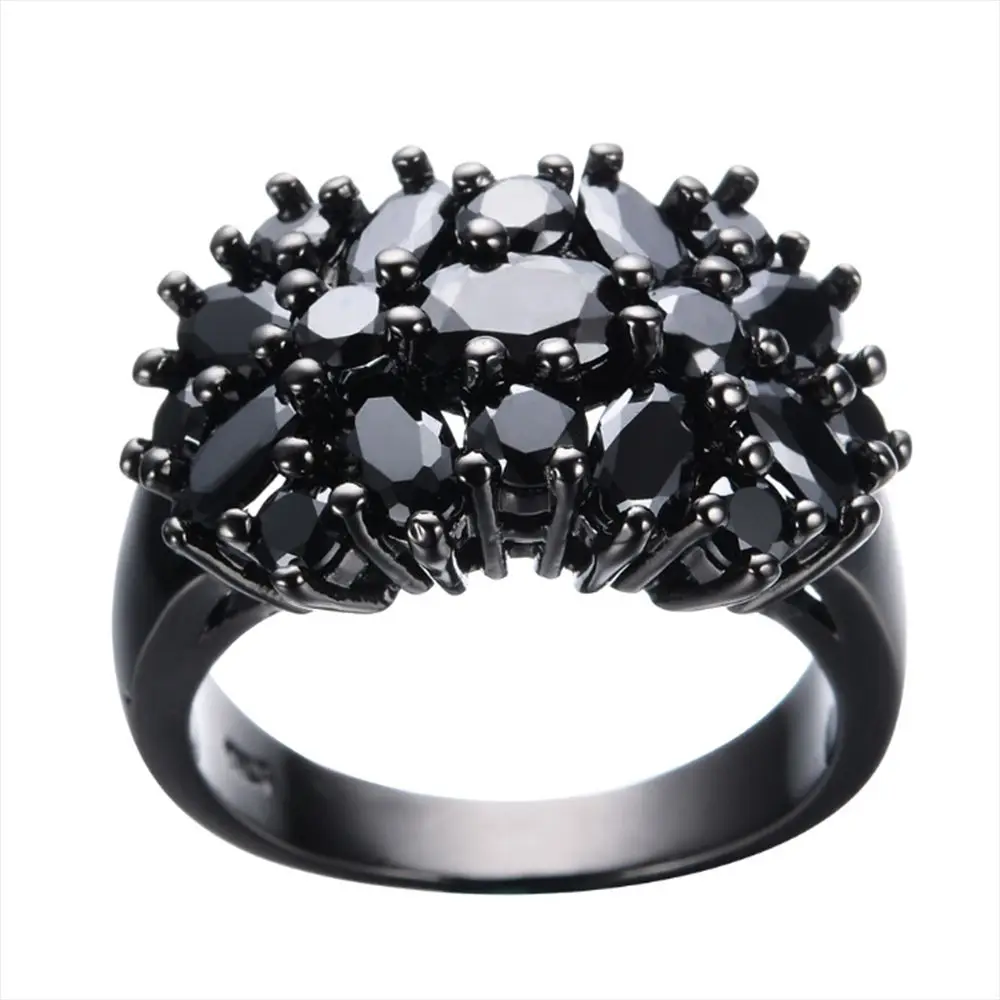 

Fashion Copper Inlaid Ring Black Oval Border Rings Fashion Jewelry Women Men