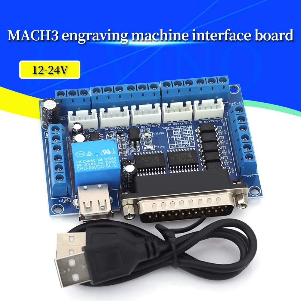 Javino MACH3 CNC Controller Board 5 Axis Stepper Motor Driver Optocoupler Isolation With USB Cable
