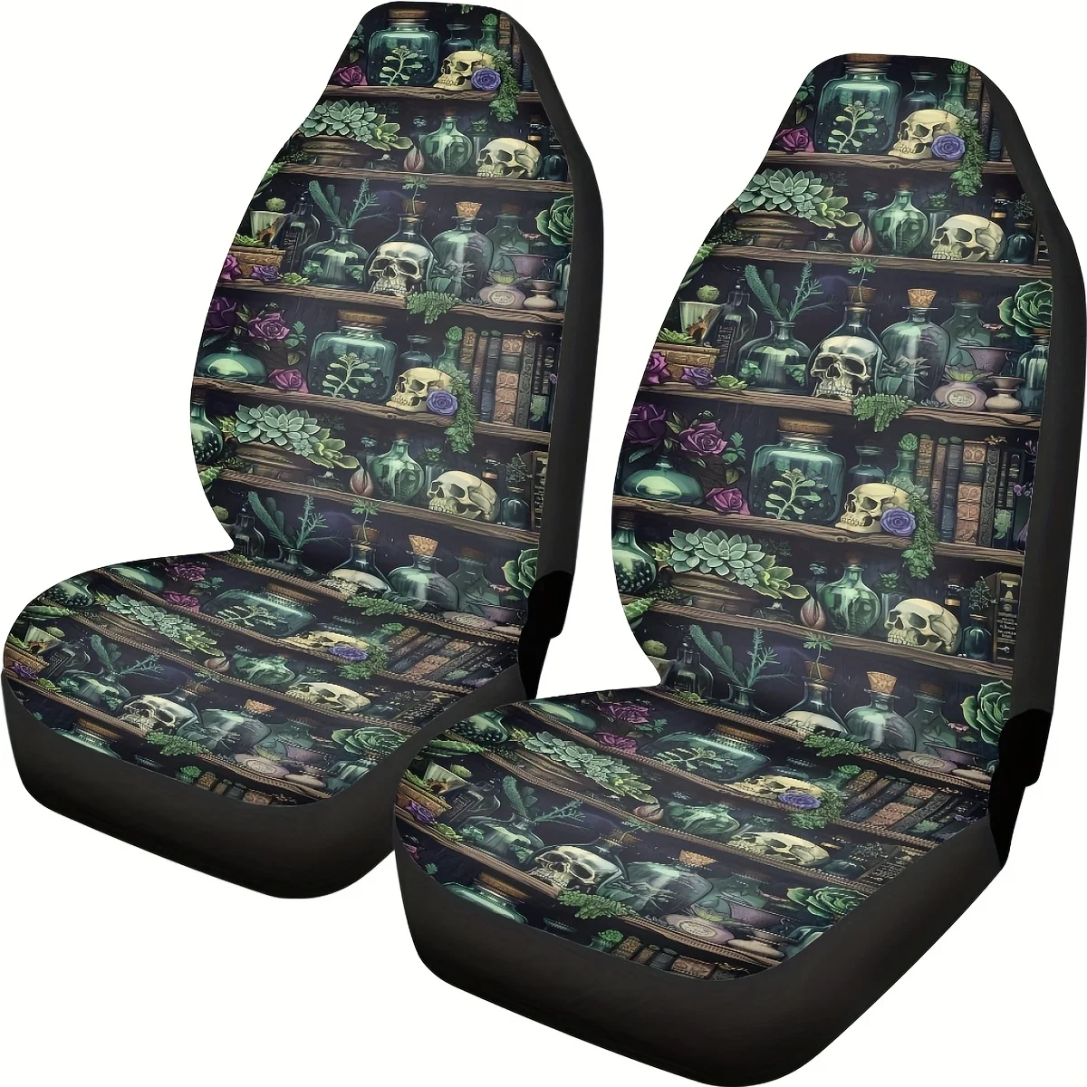 

2pcs Mystical Apothecary Print Car Seat Covers, For Women And For Man, Universal Auto Front Seats Protector Fits For Car, SUV Se