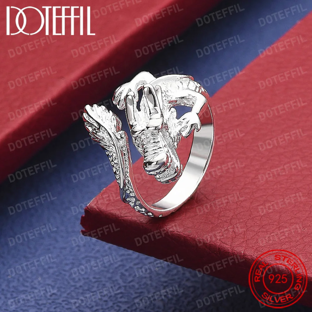 

Кольцо с драконом из стерлингового серебра 925 пробы для мужчин и женщин, свадебные, помолвочные, модные, очаровательные ювелирные изделия