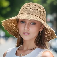 Korean-style new summer straw hat, sun protection hat, wavy beach hat for women