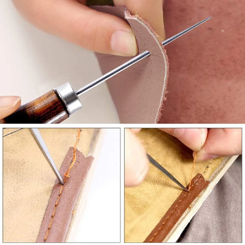 Leather Sewing Waxed Thread Leather Sewing Kit with Upholstery Needles Sewing Awl for Leather DIY Stitching Repair