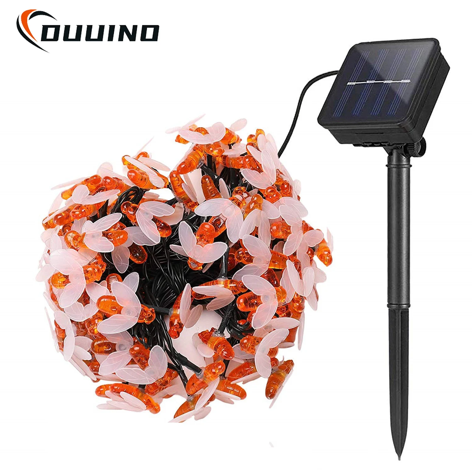 20leds New Solar Powered Cute Honey Bee Led String Fairy Light Bee Outdoor Garden Fence Patio Party Christmas Garland Lights