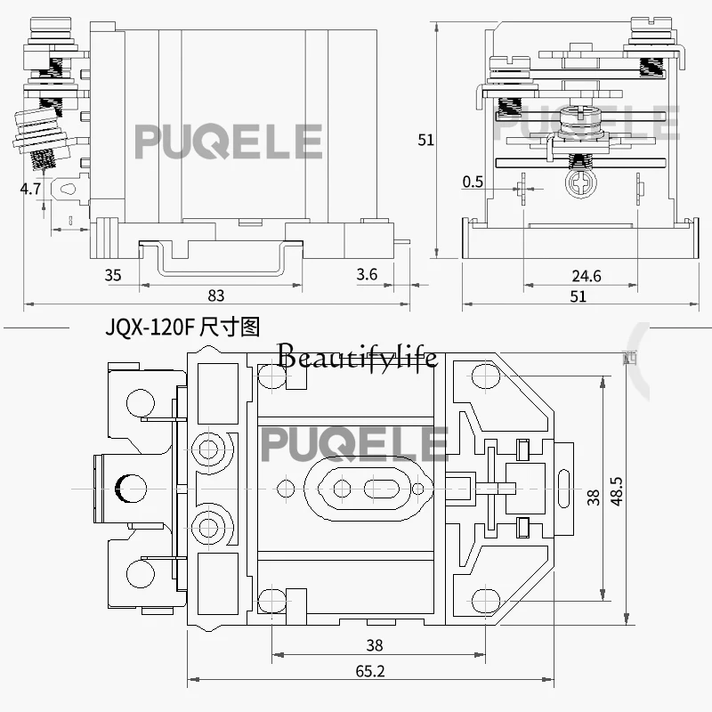 Puqele JQX-120F/1Z High-Current High-Power Relay 120a100a24v LJQX-120F/1Z