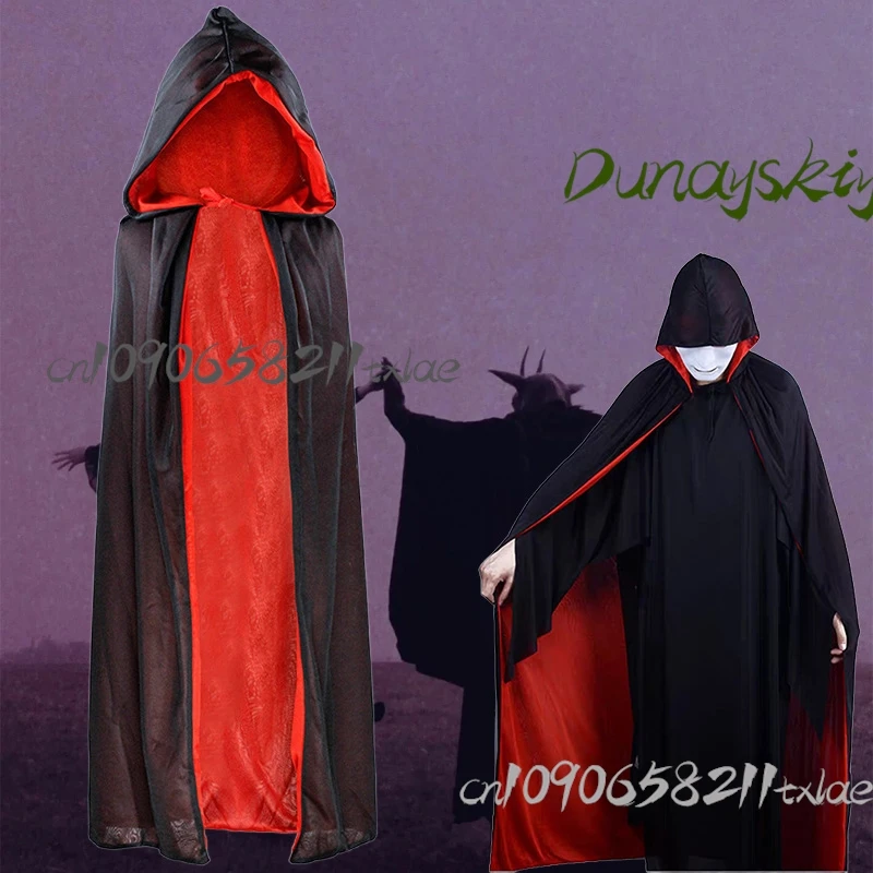 할로윈 여성 남성 의류 코스프레 의상 성인 스탠드 칼라 케이프 블랙 레드 가역 모자 뱀파이어 케이프 할로윈 파티