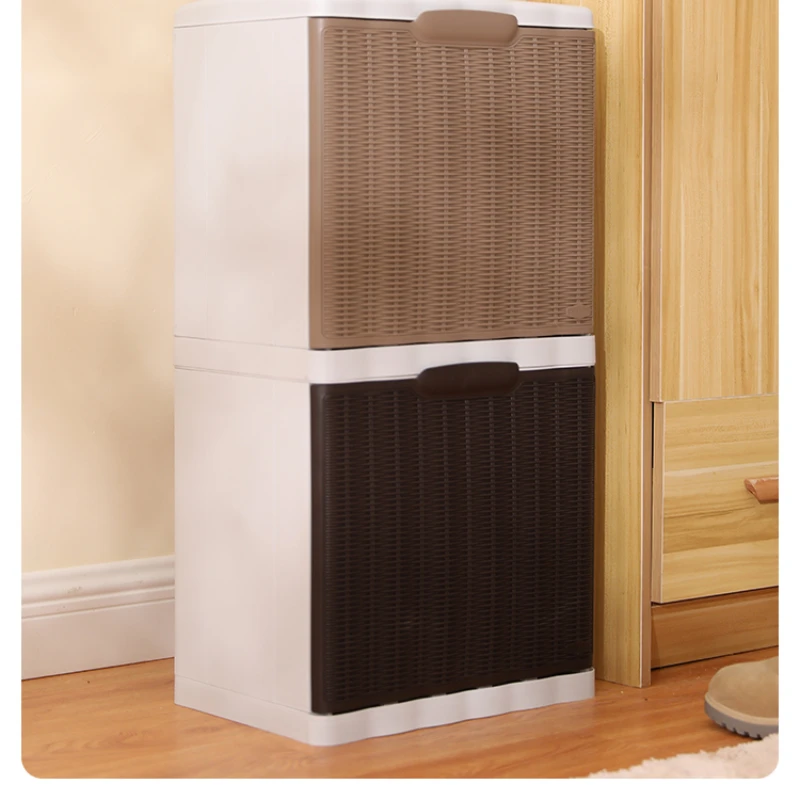 

Household living room shoe cabinet rattan multi-layer can be combined to organize storage cabinets