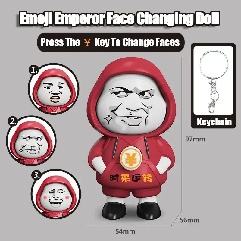 3PCs Creative Keychains Facail Expression Face Changing Key Rings Cartoon Cute Funny Decompression Backpack Pendant