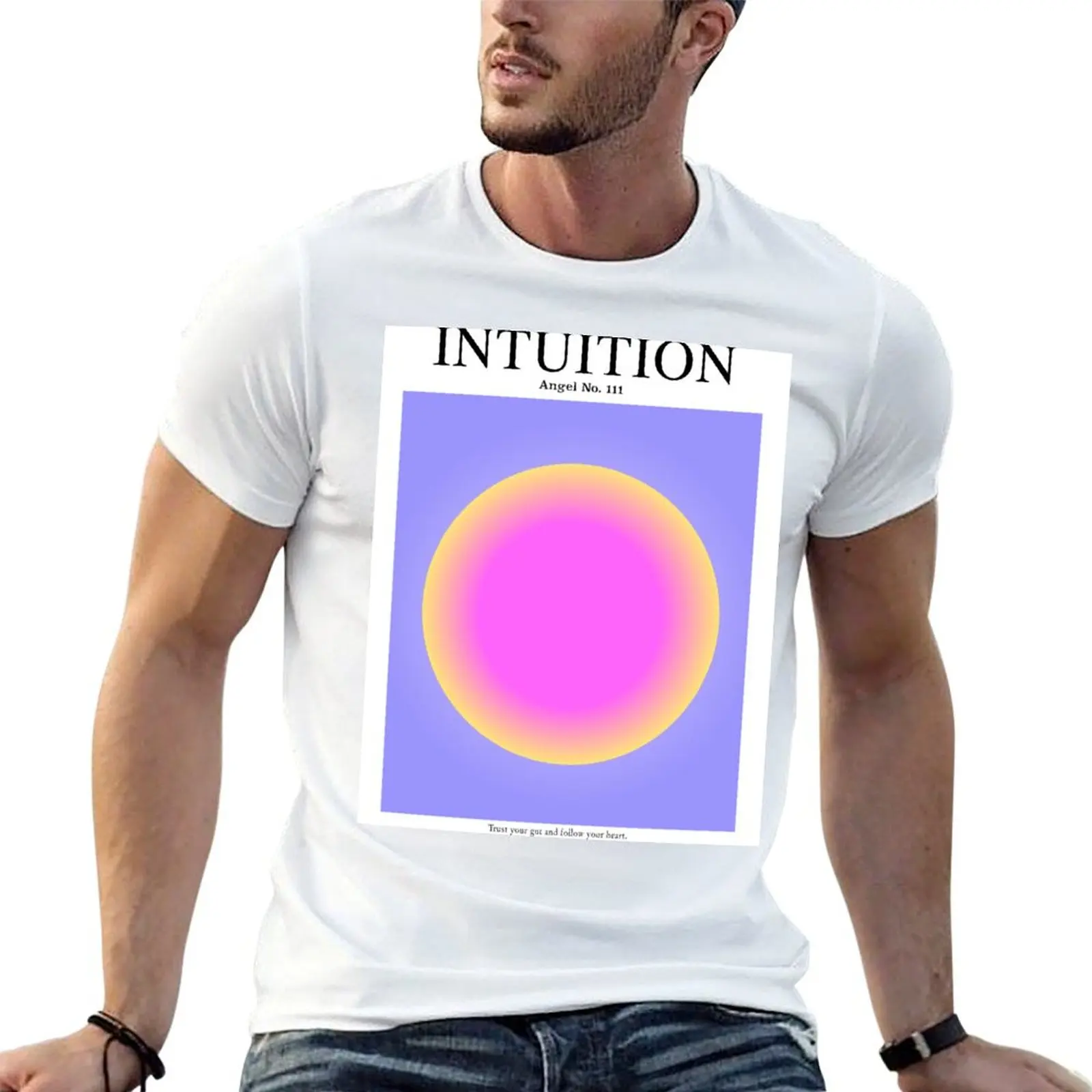 T-shirt avec chiffres angéliques dégradés : numéro angélique 111 - Intuition (violet et rose), t-shirt d'été au toucher frais