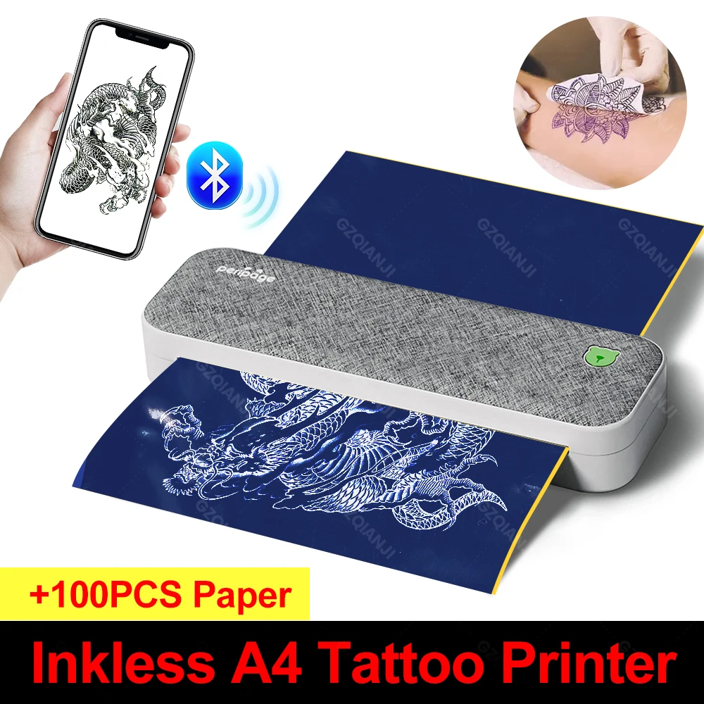 Peripage A40 Thermal Printer Wireless Tattoo Transfer Bluetooth USB Mobile Machine Text PDF Document Printing Maker with Paper