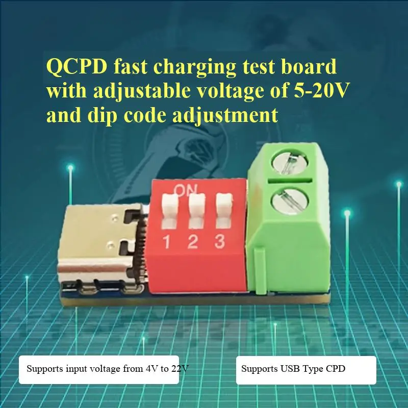 PD/QC/AFC Fast Charging Trickle Trigger, Supports Fixed Voltage Outputs of 5V, 9V, 12V, 15V, and 20V