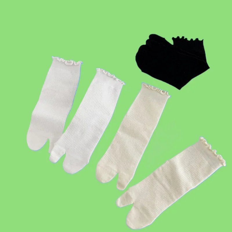 

5/10 Pairs 2024 New Spring And Summer Thin Cotton Socks Breathable Sweat-Absorbent Split-Toe Lace Women's Long Socks