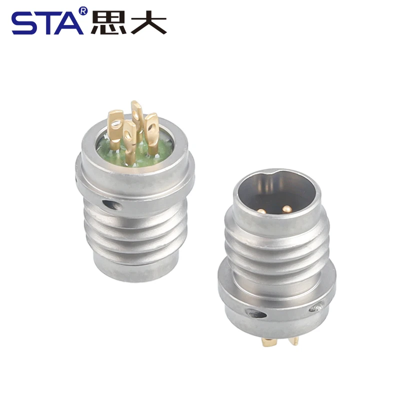Glass Sintering PCB Triaxial Sensor Cable 4 Pin US 1/4-28UNF to BNC Stainless Steel/titanium Alloy Airtightness Connector