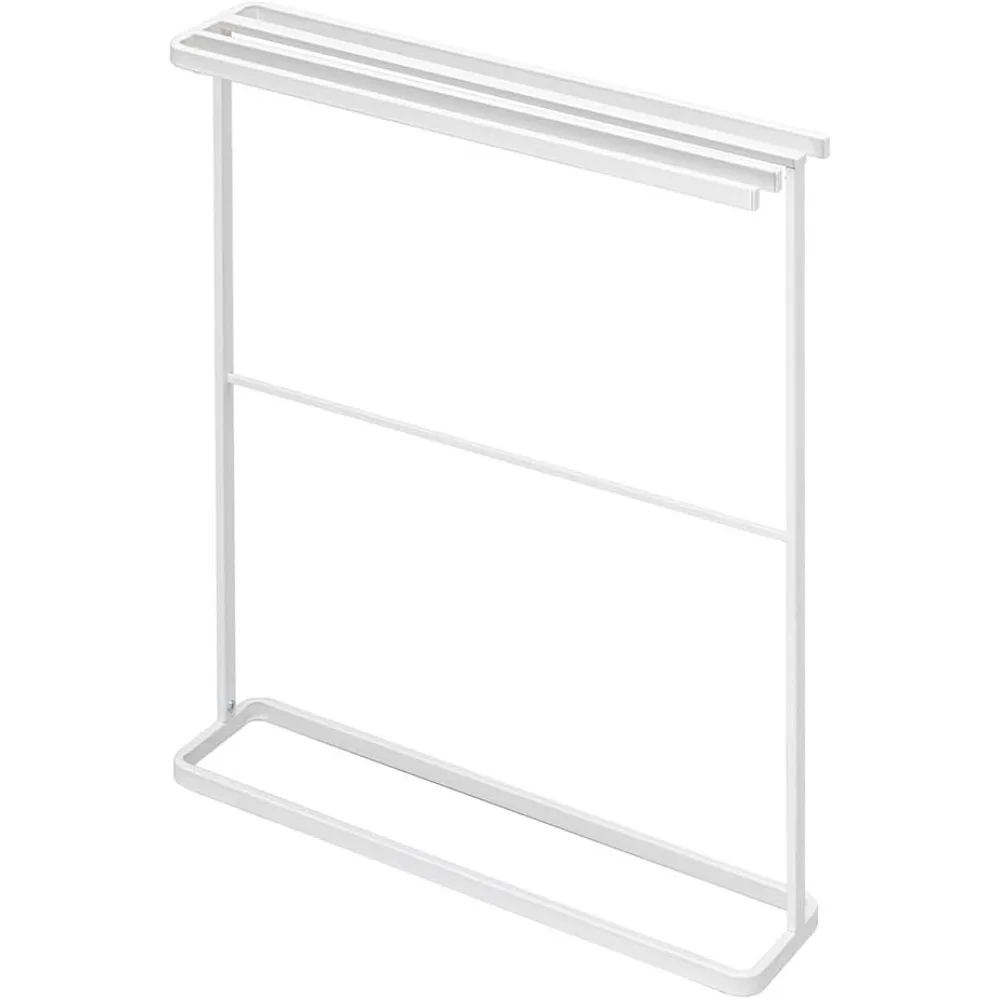 

Yamazaki 5576 Wall-Mounted Slim White Bath Towel Rack, Side Hanging, Dimensions: 65 x 15 x 75 cm