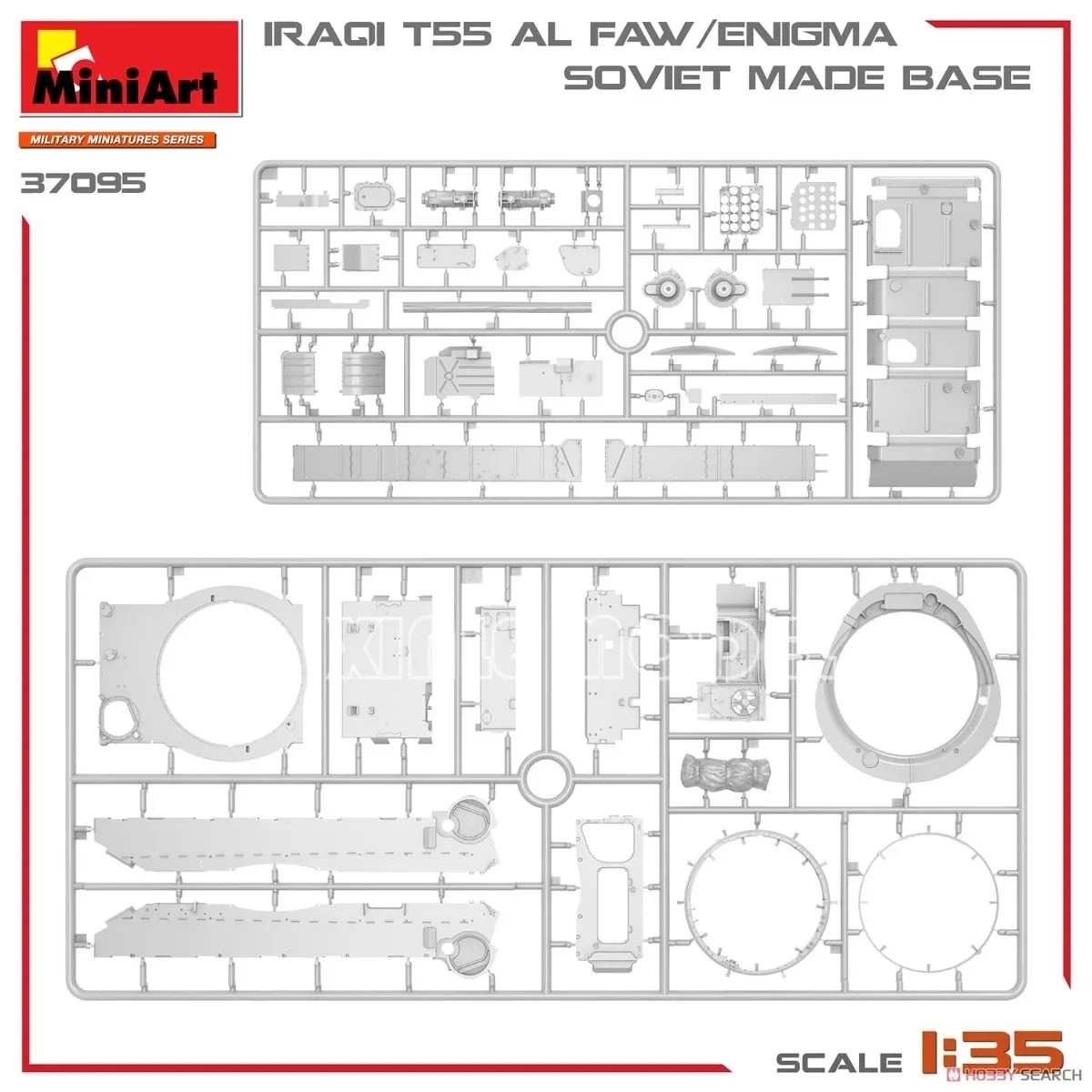 Kit de modelo de tanque montado de plástico MiniArt 37095 Iraque T-55 AL FAW/ENIGMA Base de fabricação soviética 1/35
