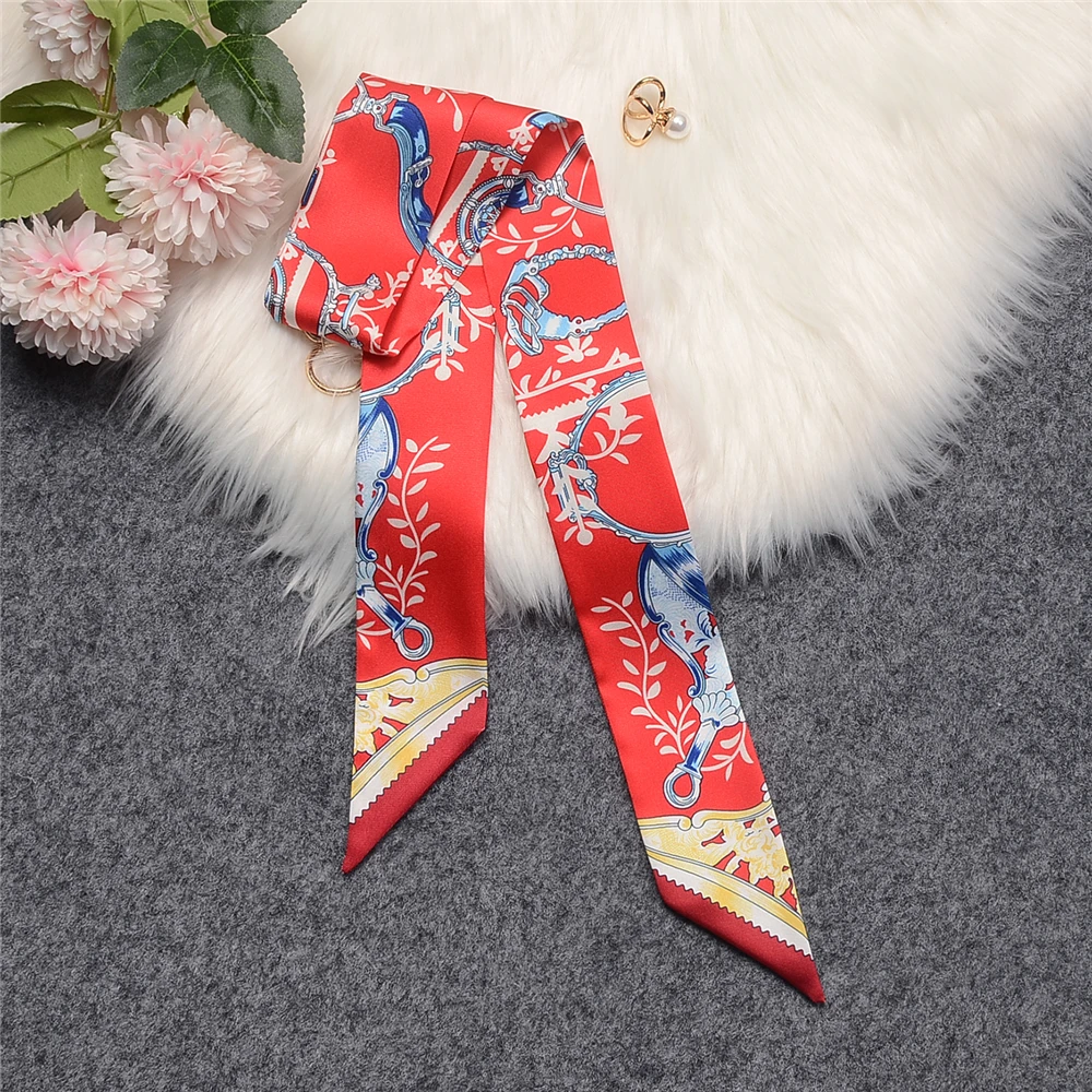 2024 New Luxury Olive Branch Brand Scarf Design Women 100% Silk Scarf Fashion Headwear Skinny Bag Hair Scarves Neckerchief