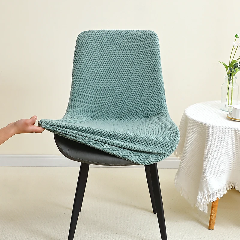 1/4 Stück Jacquard gebogene Stuhlhussen Stretch Esszimmerstuhl Schonbezug einfarbig armloser Sitzbezug für Hotel Büro Hotel Bankett – Detail 9