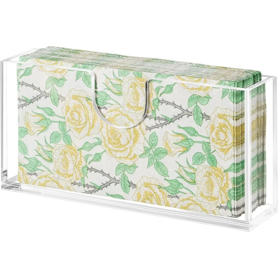 

Clear Acrylic pkin Holder for Table Elegant Non-Slip Guest Towel Tray for Bathroom Waterproof Vertical Tissue Dispenser for Kit