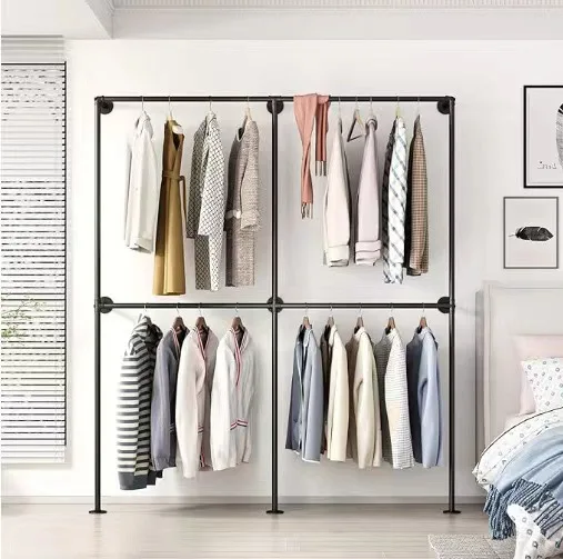 re-Cross-border hot-selling, wall-attached industrial tube vertical wardrobe, metal wrought iron thickened heavy-duty indoor-