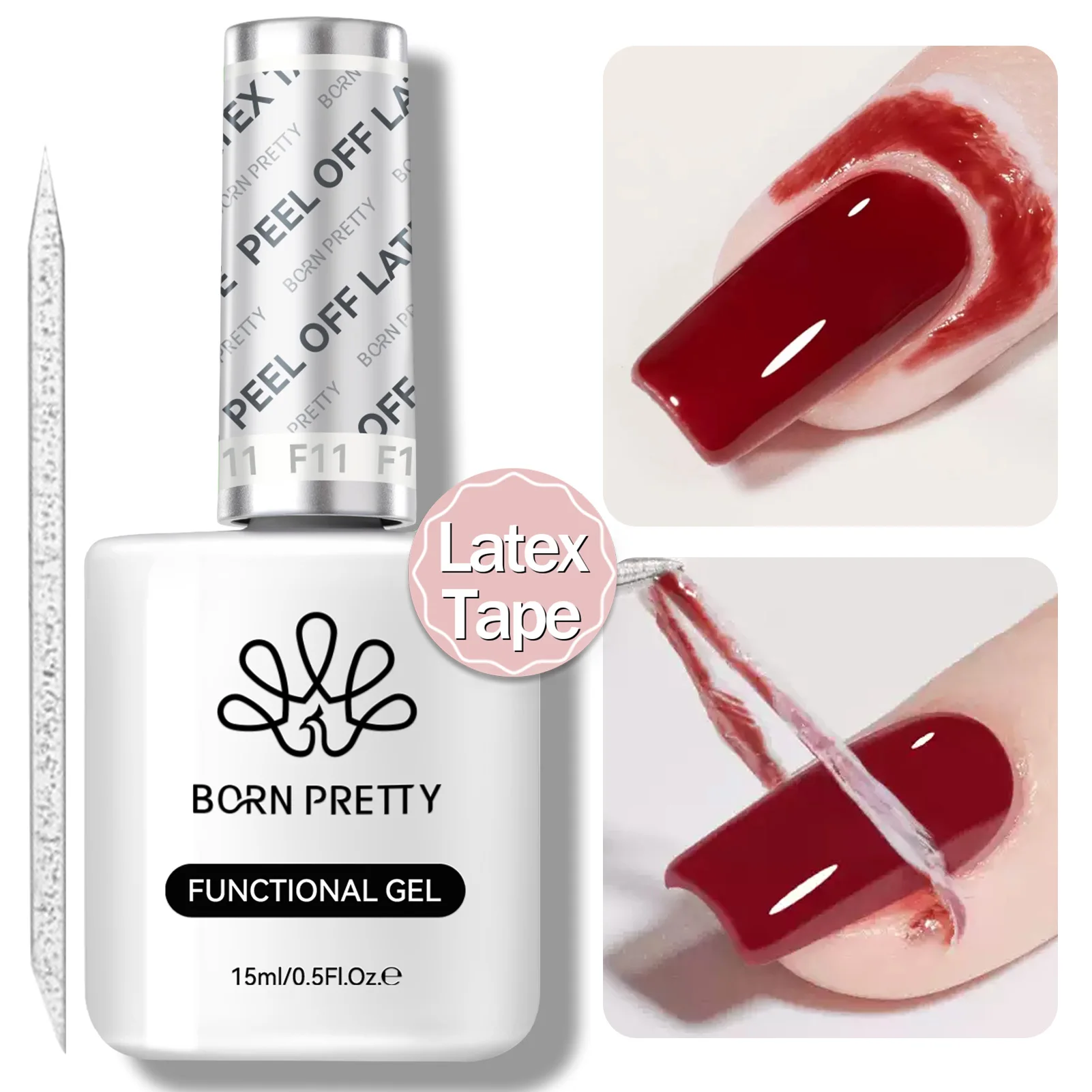 

BORN PRETTY 15ml Peel Off Nail Latex Tape Gel Nail Polish Anti-freezing Quick Dry No Need for Curing Nails Finger Protector Tool