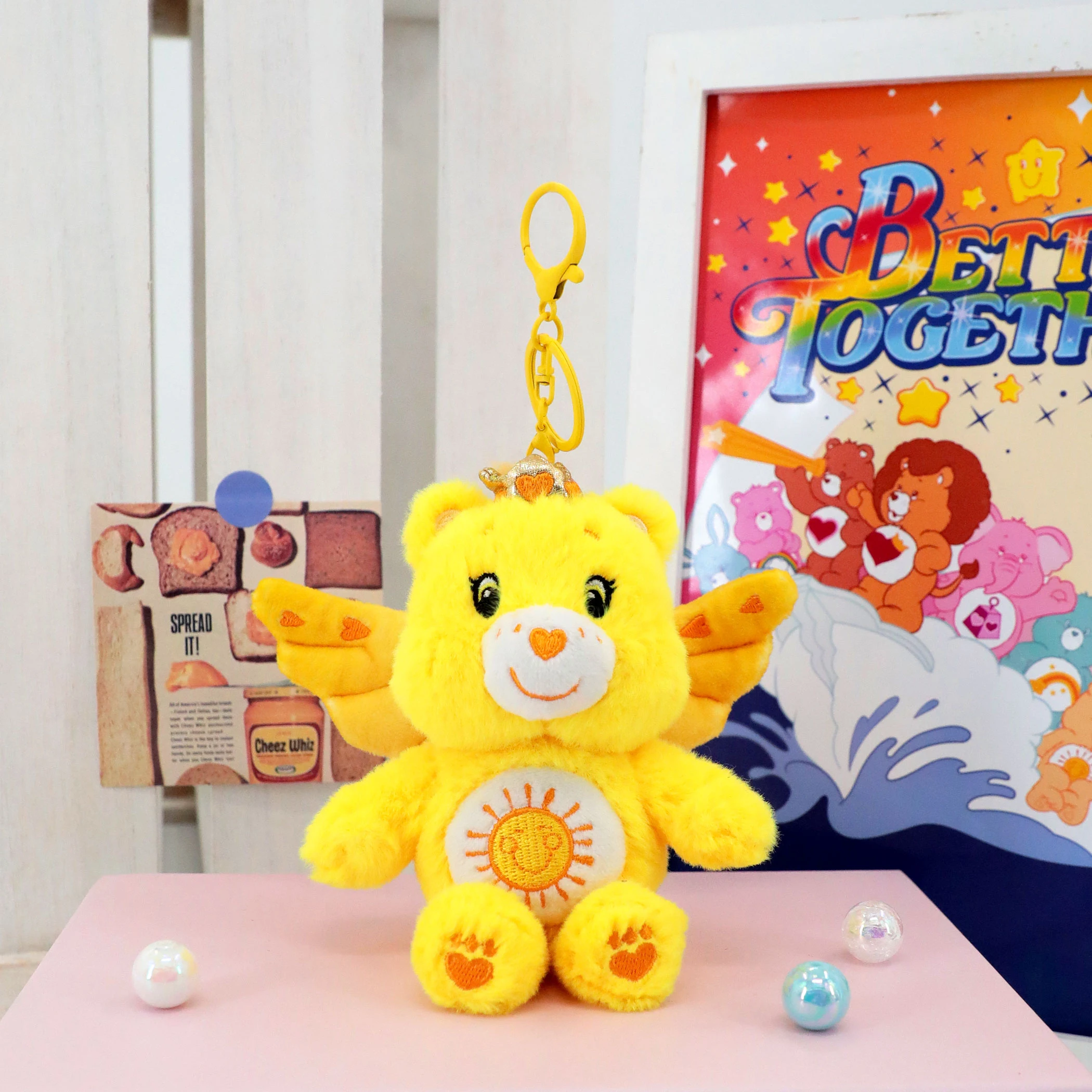 Care Bears Niedliches Engelsflügel-Plüschtier, Schlüsselanhänger, gefüllte Puppe, Anhänger, Tasche und Gepäck, Zubehör, perfektes Geburtstagsgeschenk