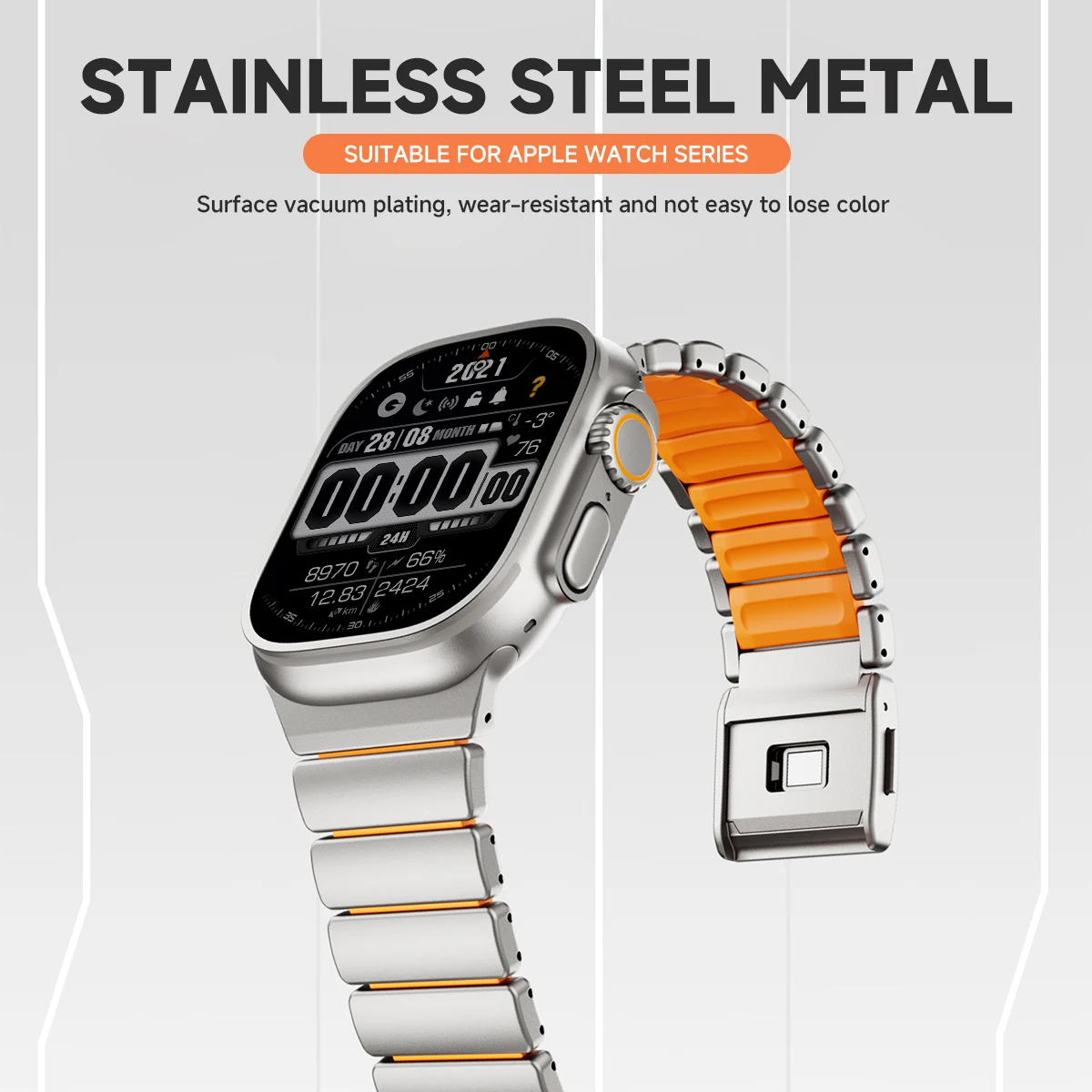 Change To Ultra Case+Strap for Apple Watch 11 10 46mm 45mm 44mm Stainless Steel Band for iwatch 9 8 7 6 SE 5 4 Cover Bumper case